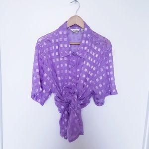 { vintage } Sheer & Satin Lilac Purple Blouse